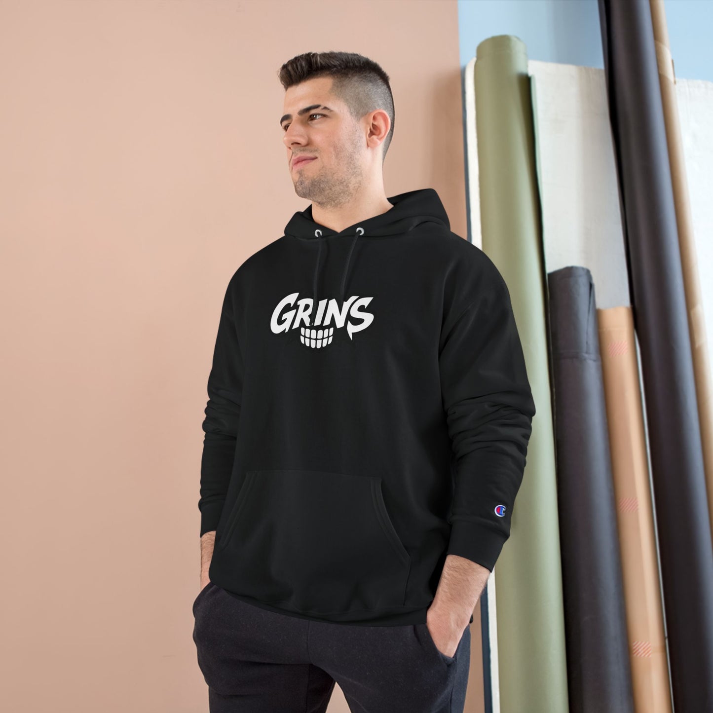 Champion Hoodie - Gym Grins Cross Print for Fitness Enthusiasts