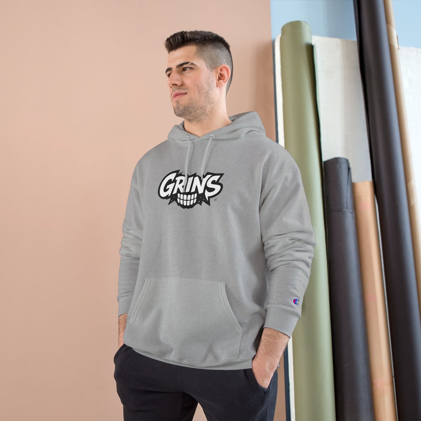 Champion Hoodie - Gym Grins Cross Print for Fitness Enthusiasts